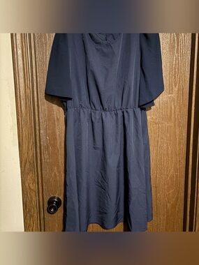 Navy Blue Flutter Sleeve Casual Dress
